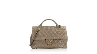 CHANEL Dark Beige Quilted Leather Castle Rock Bowling Bag