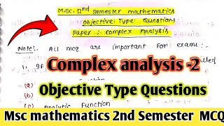 Celebrity Complex analysis Objective Type questions 2nd semester || Msc mathematics|| Profile