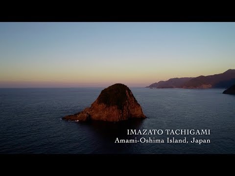 夕日の今里立神 - 奄美大島 大和村（4K ドローン空撮）