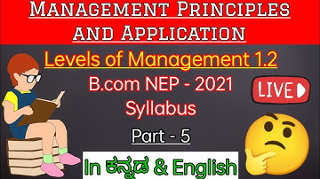 #5 Management Principles and Application Levels of Management Gulbarga University NEP 2021 part 5