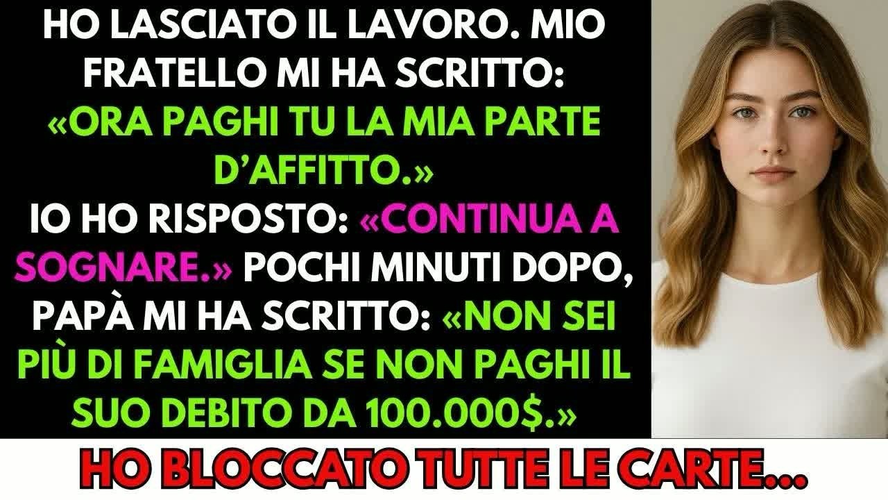 Ho lasciato il lavoro  Mio fratello： “Paghi tu l’affitto ” Io： “Continua a sognare ”