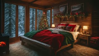 Snowy Wind & Cracking Fire ❄️ Winter Cabin Ambience and Nature Sounds for Sleep