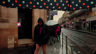 Walking in the Rain Walk Bordeaux 4k France | December 2023 | ASMR Rain sounds for sleeping