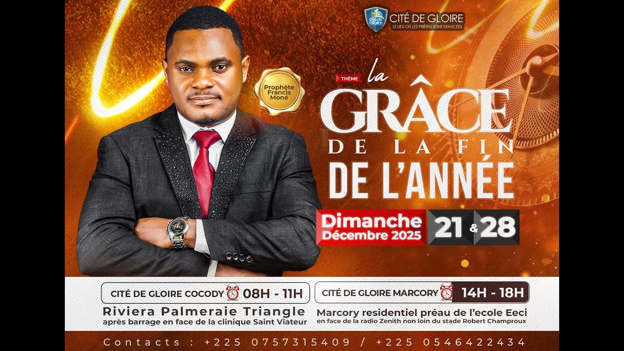 🔥Cité de Gloire Bienvenue à notre Culte avec Prophète Francis Mon
