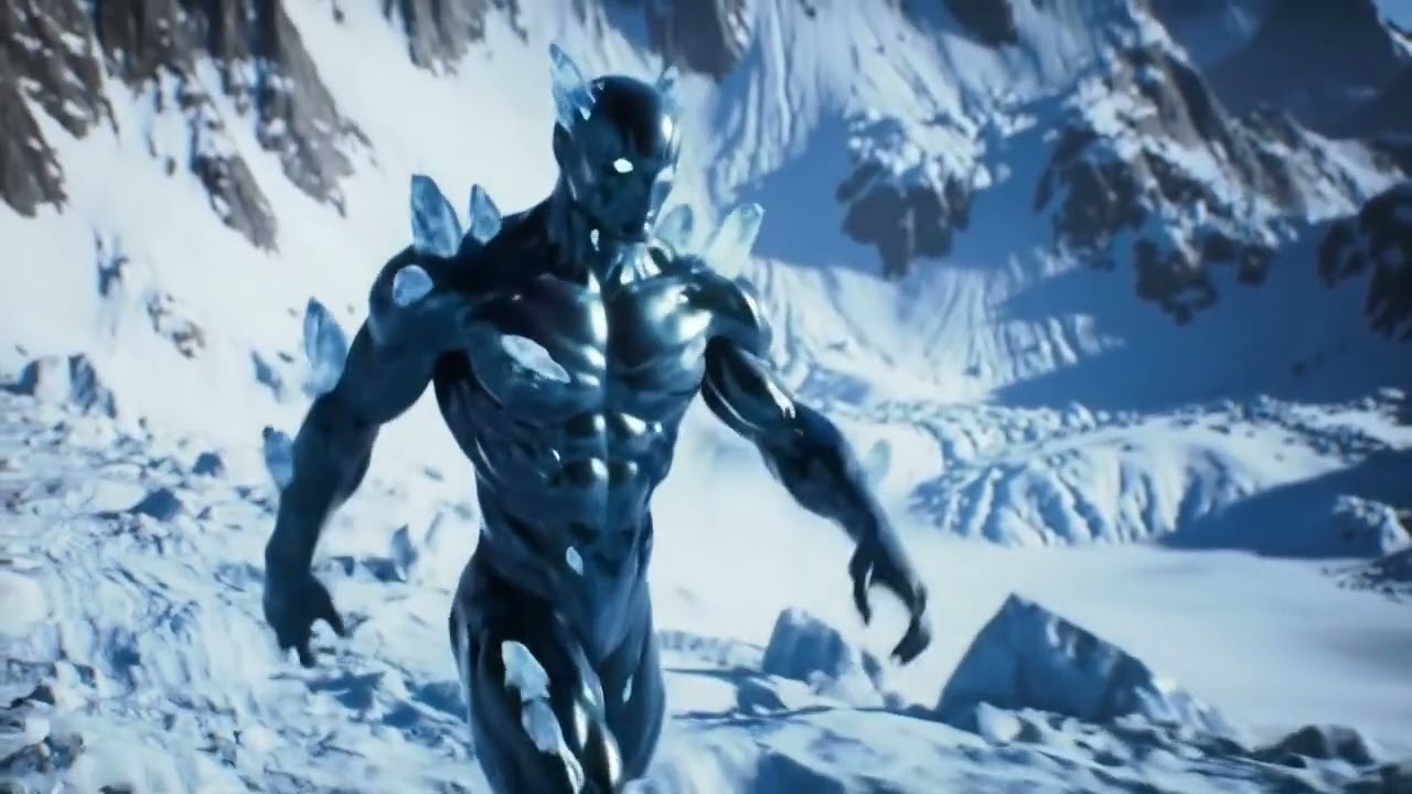 Liquid metal human in ice hiking