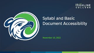 Syllabi and Basic Document Accessibility (Nov. 11, 2022)