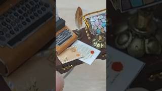 Miniature Vintage Desk with Typewriter & Lamp 🖋️✨  #diy #miniature #craft #dollhouse Wealth