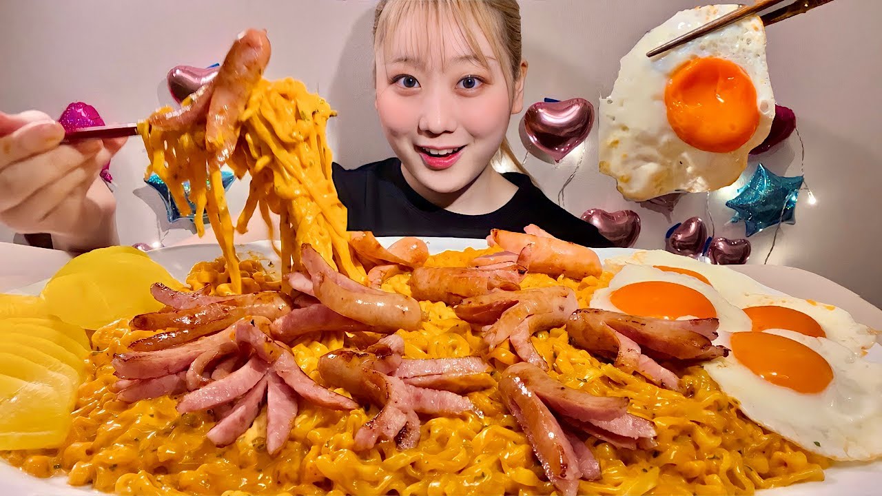 ASMR Корейская острая лапша🔥【русские субтитры】【Mukbang/ Eating Sounds】
