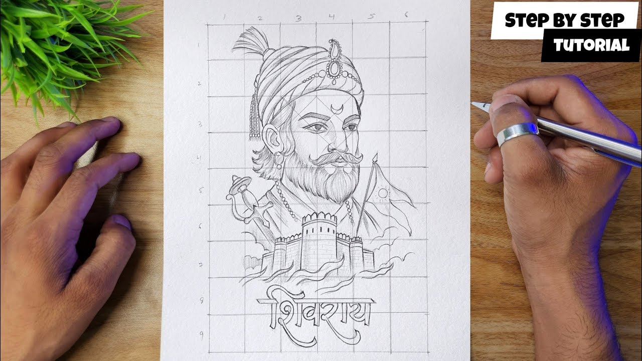 How To Draw Shivaji Maharaj Easy Step By Step Tutorial @AjArts03 - YouTube