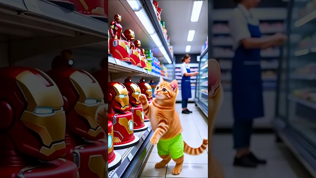 Orange Cat Buys Iron-Man Cake! 