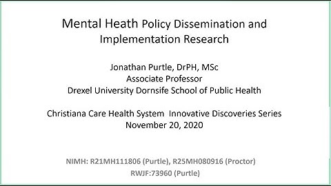 Mental Health Policy Dissemination and Implementation Research
