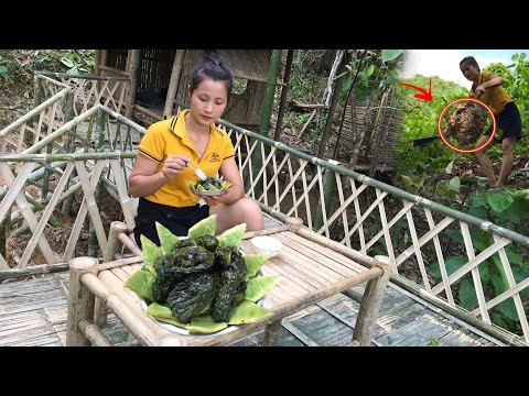 Asian girl in bamboo house a new discovery