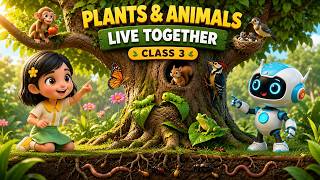 🌿 Class 3 EVS Chapter 5 – Plants and Animals Live Together | Animated for Kids | Moyna’s Learning
