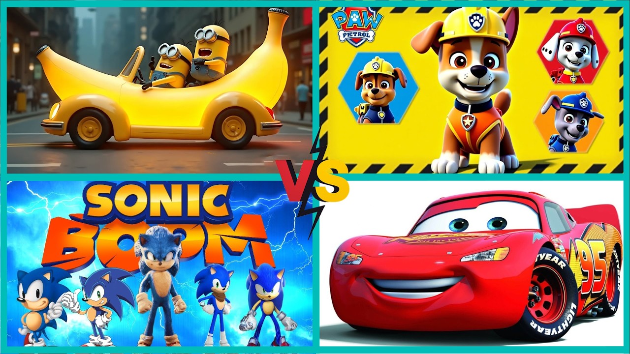 MINIONS vs McQUENN vs PAW PATROL vs SONI BOOM MEGAMIX  Tiles hop 07 03 3