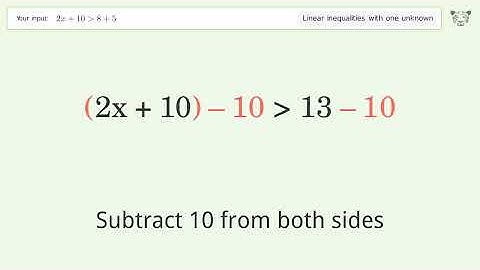 Solving Linear Inequalities: 2x+10 is Greater Than 8+5