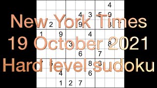 Sudoku solution – New York Times sudoku 19 October 2021 Hard level screenshot 3