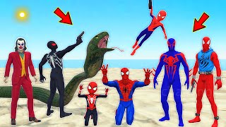 TEAM SPIDER-MAN VS Bad Guy Joker Venom - Challenge Rescue Baby Spiderman from snake joker - funny