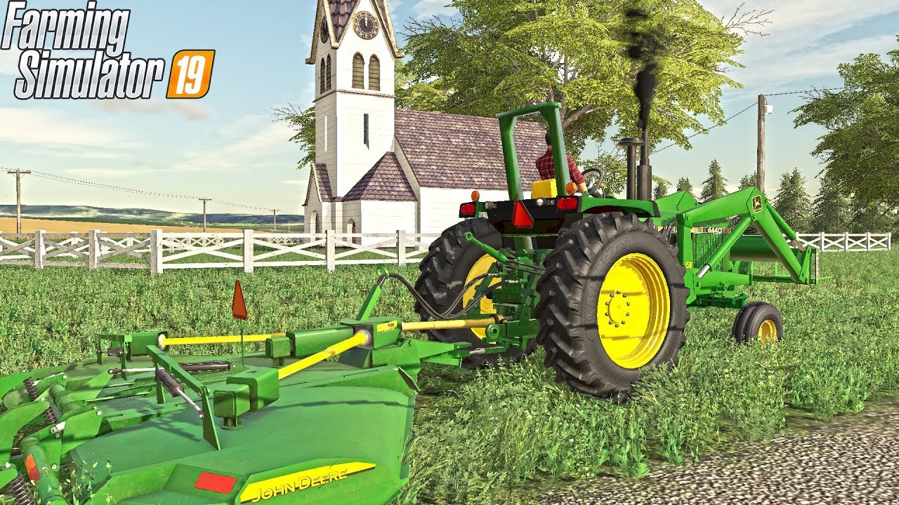 Mowing For Local Church John Deere 4440 15 Ft Bat Wing Farming Simulator 2019 Youtube