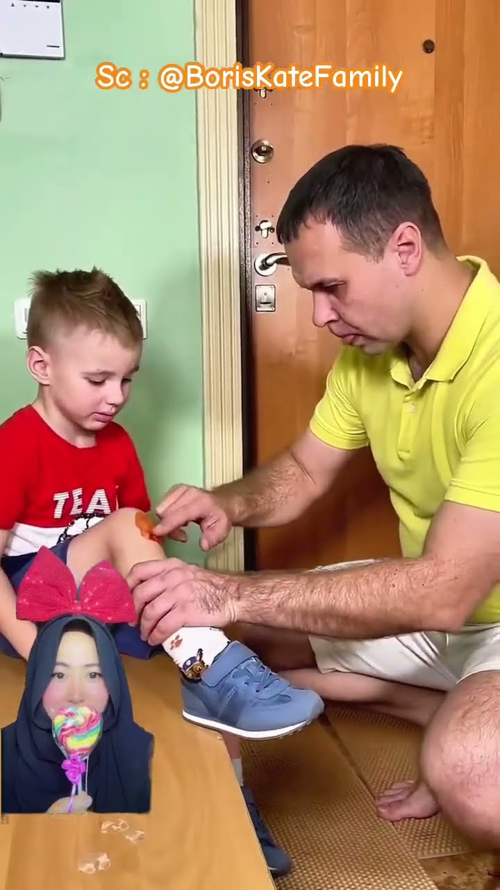 SI ADIK NGE PRANK PAPA KAKI NYA LUKA ⁉️? @BorisKateFamily #shorts #funny #dubbing