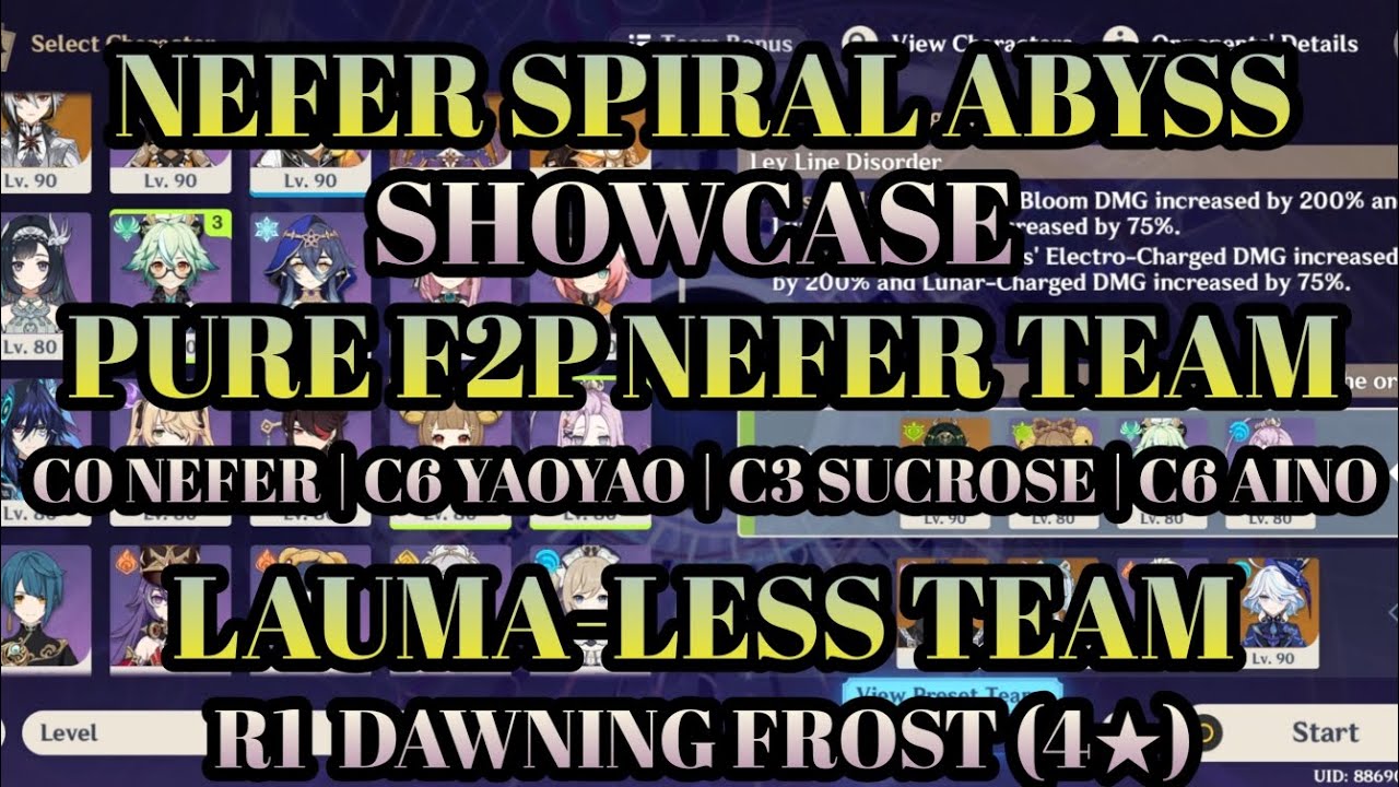 C0 NEFER without LAUMA | SPIRAL ABYSS 6.1 | SHOWCASE | 100% F2P NEFER ...