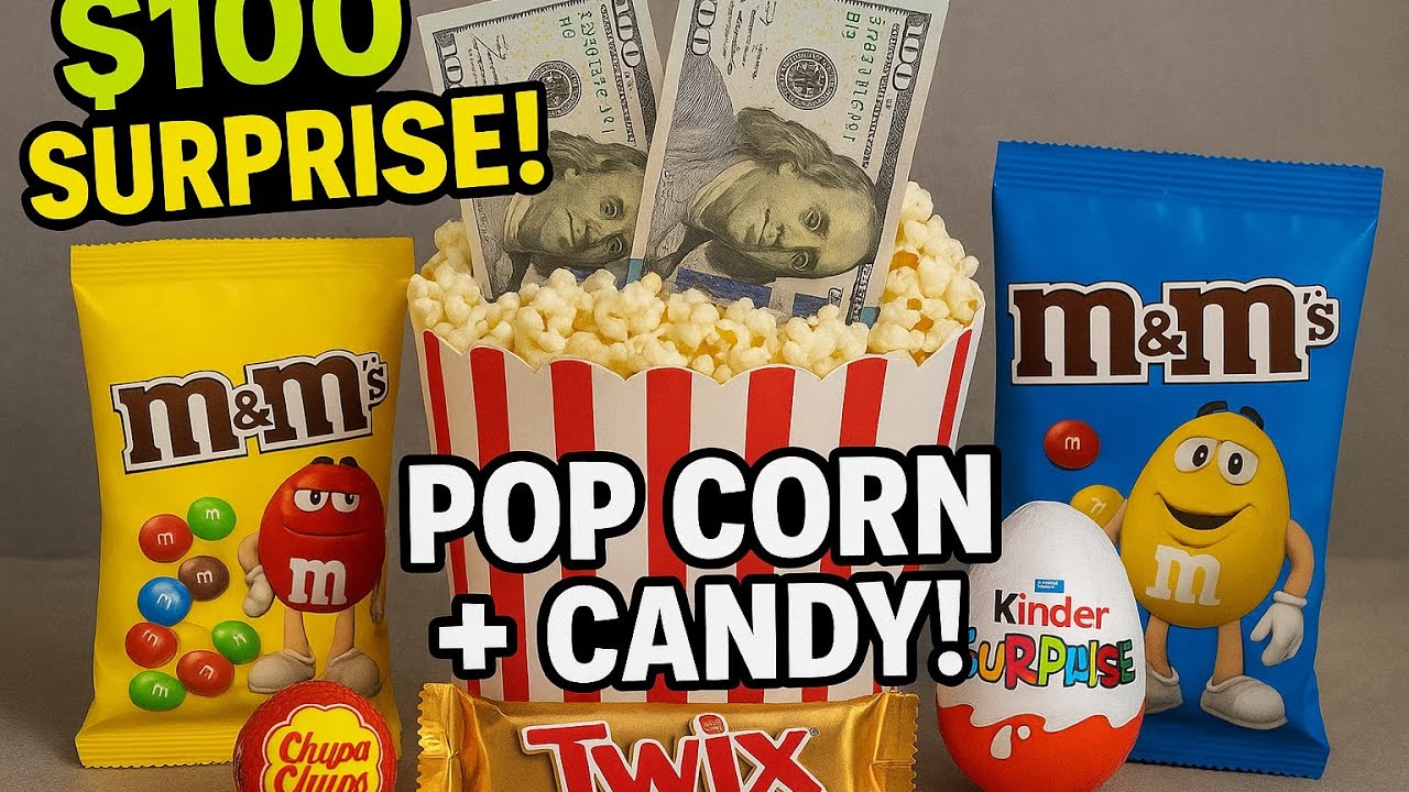 ⭐ “$100 Inside POPCORN?! CRAZY Candy Surprise Mix!”Asmr