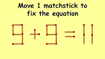Fix 9+9=11 | Match Stick Puzzles #85 | Puzzles with Answer | Move 1 matchstick