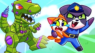 Scary Dino Robot Cartoon 🦖 Save Me, Mr. Policeman! 🌟 Purr-Purr Stories Cartoon