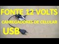 Fonte com carregadores de celular USB para aparelhos de 12 voltes