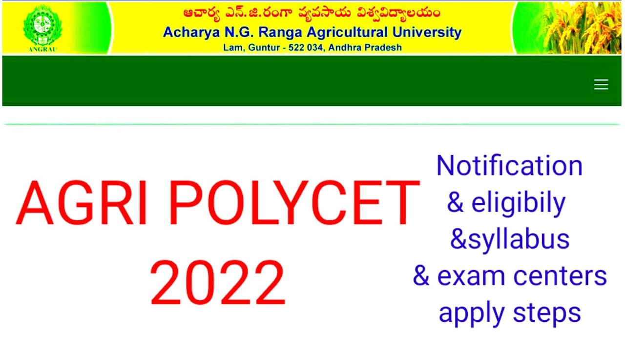 AGRI POLYCET NOTIFICATION SYLLABUS EXAM CENTERS etc