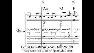 PDF Sample Ravyn Lenae - Love Me Not (Easy Classical Guitar Fingerstyle Tabs) guitar tab & chords by Rul's Acoustic Channel.