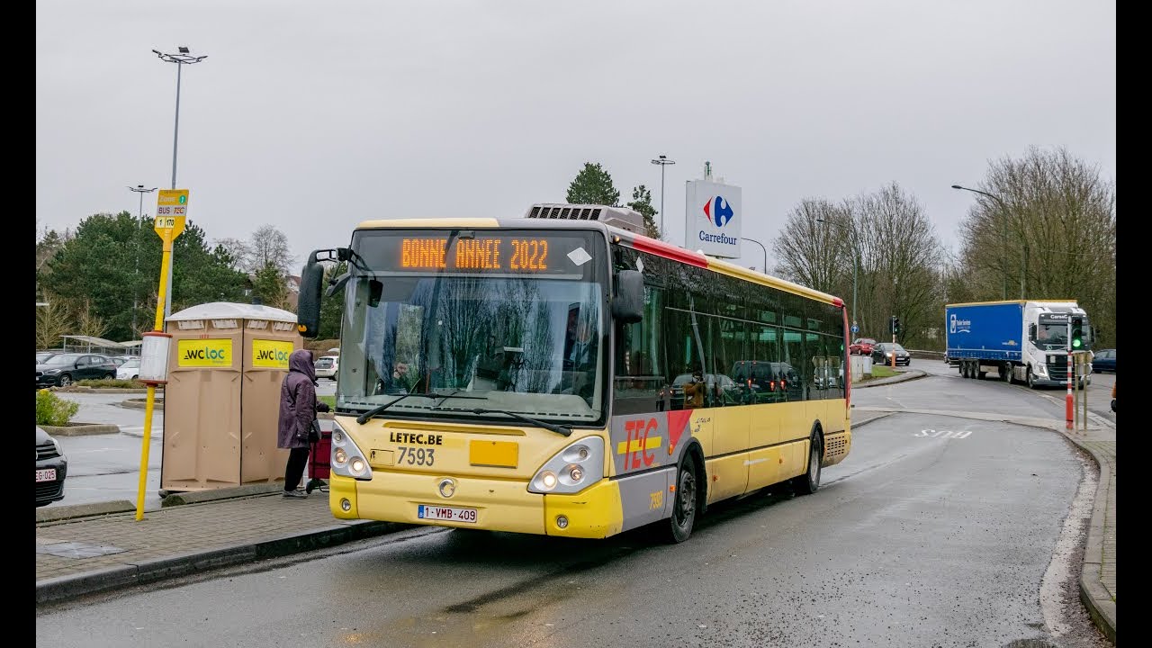 Charleroi 🇧🇪 | Irisbus Citelis TEC 7593 | Ligne 1 | Iveco/Voith (27/12/2021)