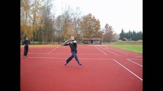 Javelin throwing in winter conditions