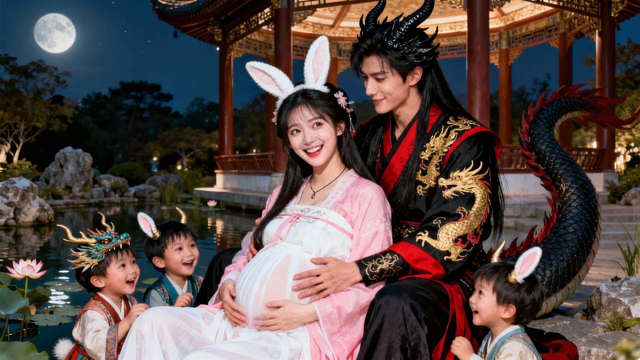 أمير التنين المنقرض ليلة مع فتاة أرنب، حملت بثلاثة توائم!أطفال يلتصق بساقيه ينادونه أبيًا، فرح بجنون