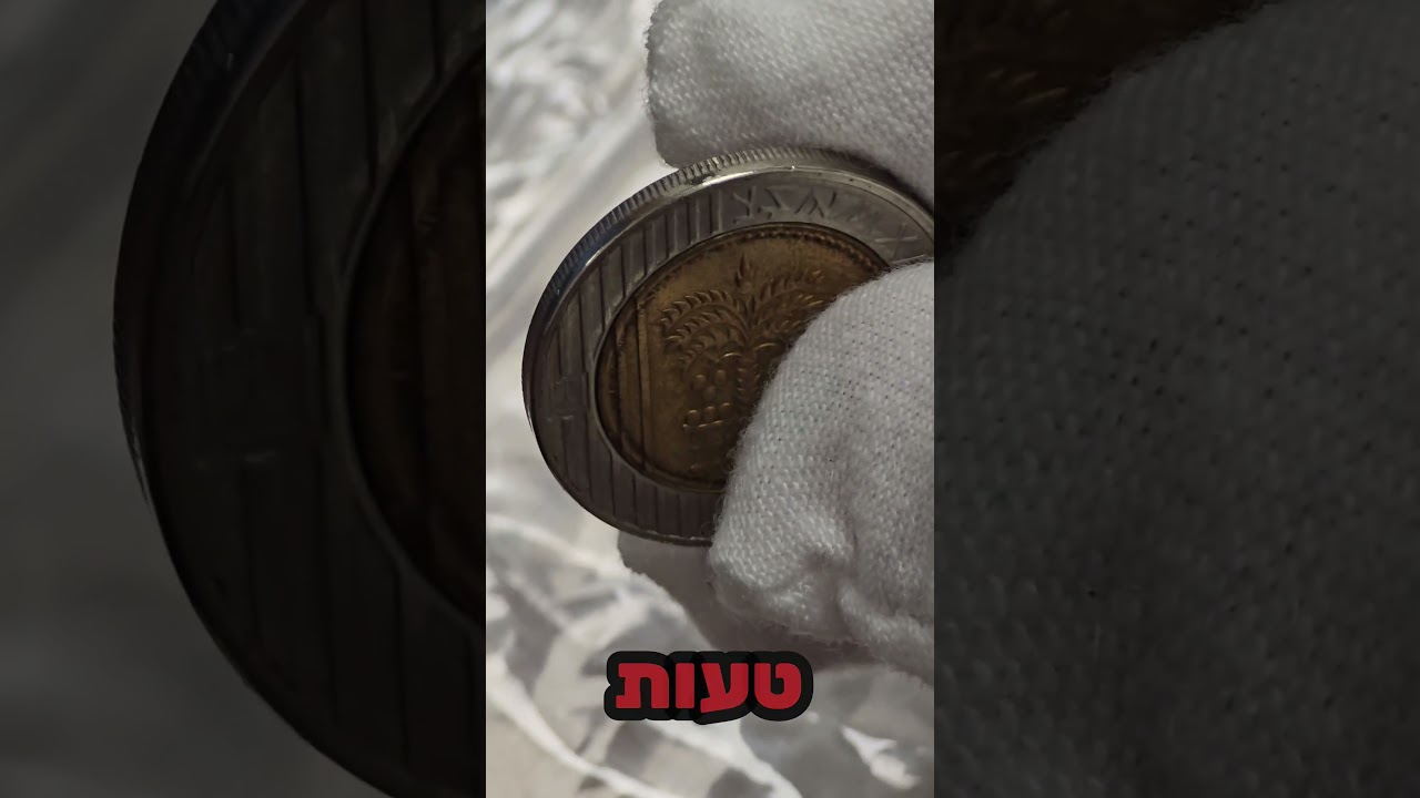 10 שקלים עם טעות הטבעה שוליים מחורצים חלקית