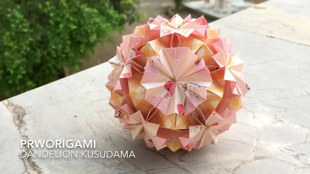 Dandelion Kusudama - PrwOrigami Folding Tutorial 【くす玉・折り紙】