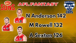 Anderson 142 - Gold Coast Suns vs Geelong Cats AFL Fantasy Game Review 2024