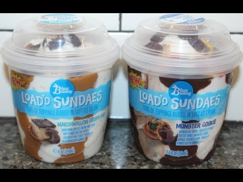 Blue Bunny Load’d Sundaes: Marshmallow Crispy Bar and Monster Cookie Review