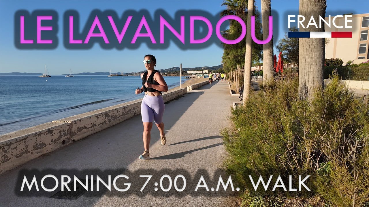 MORNING COASTAL WALK IN LE LAVANDOU: RUNNERS & SOOTHING WAVES