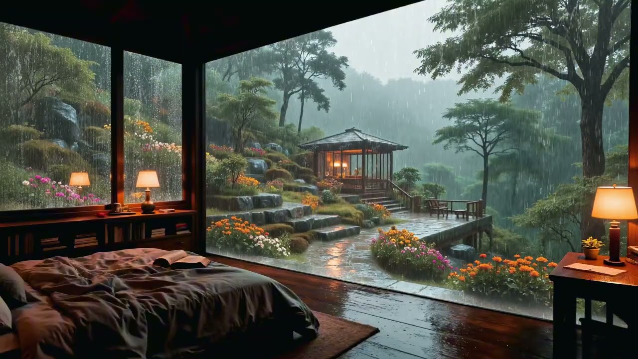 Fall Asleep in 3 Minutes ⏱️ Warm Piano Music & Rain Sounds in Cozy Bedroom