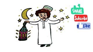 رسم سهل|رسم ولد يحمل فانوس رمضان  خطوة بخطوة للمبتدئين