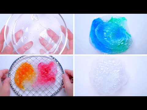 クリアスライムで着色とプレススライム・Colored clear slime and Press Slime【ASMR・音フェチ】 (No Talking)슬라임・史萊姆