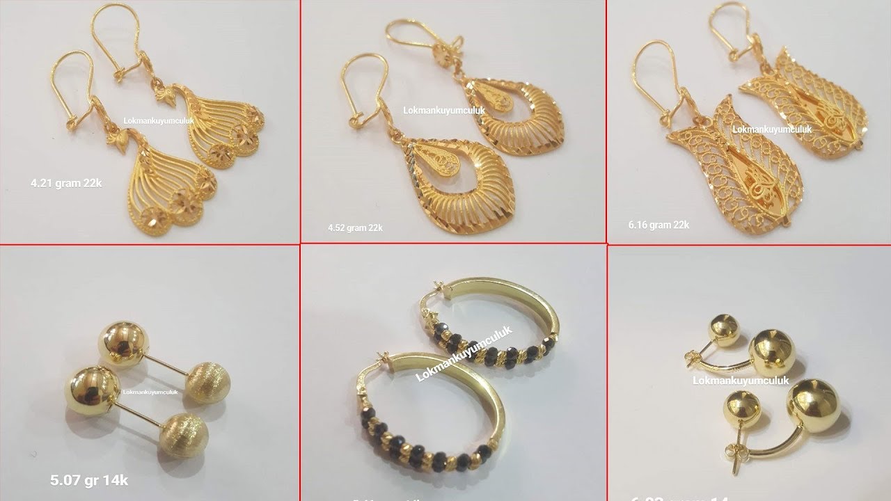 Latest Gold Earrings designs with Weight | gold jhumki,Stud,hoop ...