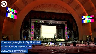 Tony Awards stage and seating arrangement preps