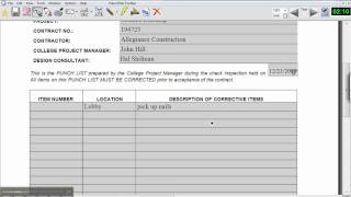 ALLTP Tablet PC Forms Demo: Punch List