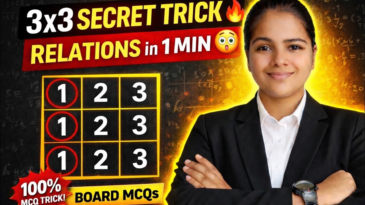 Relations MCQs in 1 Minute 🔥 | 3x3 Secret Trick | 100% Board Exam Method