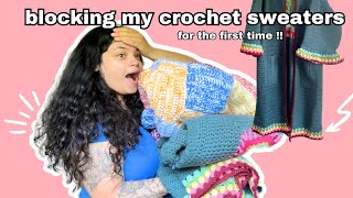 Blocking my crochet sweaters | UNEXPECTED before & after !! 😱