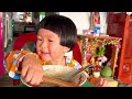 |741| Về quê ngoại 3 Na như người lớn, sáng đi chợ ăn hủ tiếu ngắm cảnh quê | Trần Tiên JP Family