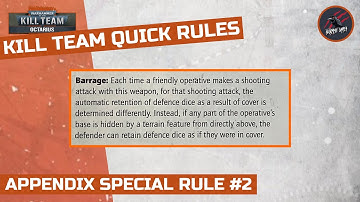KILL TEAM BARRAGE Rule - Quick Ref Special Critical Hit Rules - Datacard With A Visual Example