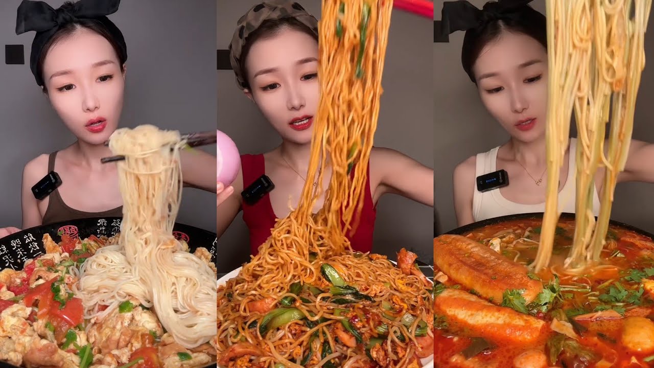Mukbang part: Eating spicy 🥵noodles frie noodles🍜with Chinese food #cook #delicious #mukbang #hotdog