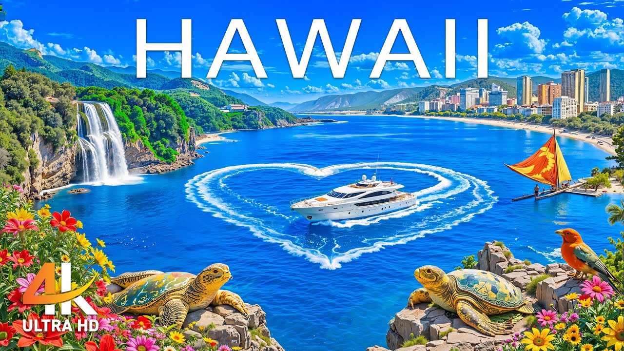 [4K] Hawaii Island Paradise 🌴 Lava Mountains & Turquoise Shores Aerial With Deep House Chill